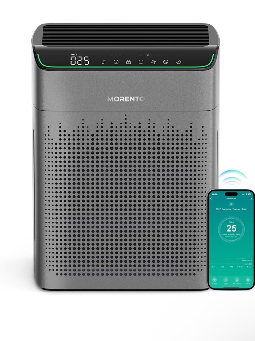 Morento Smart Air Purifier with App Control + 2 Filters